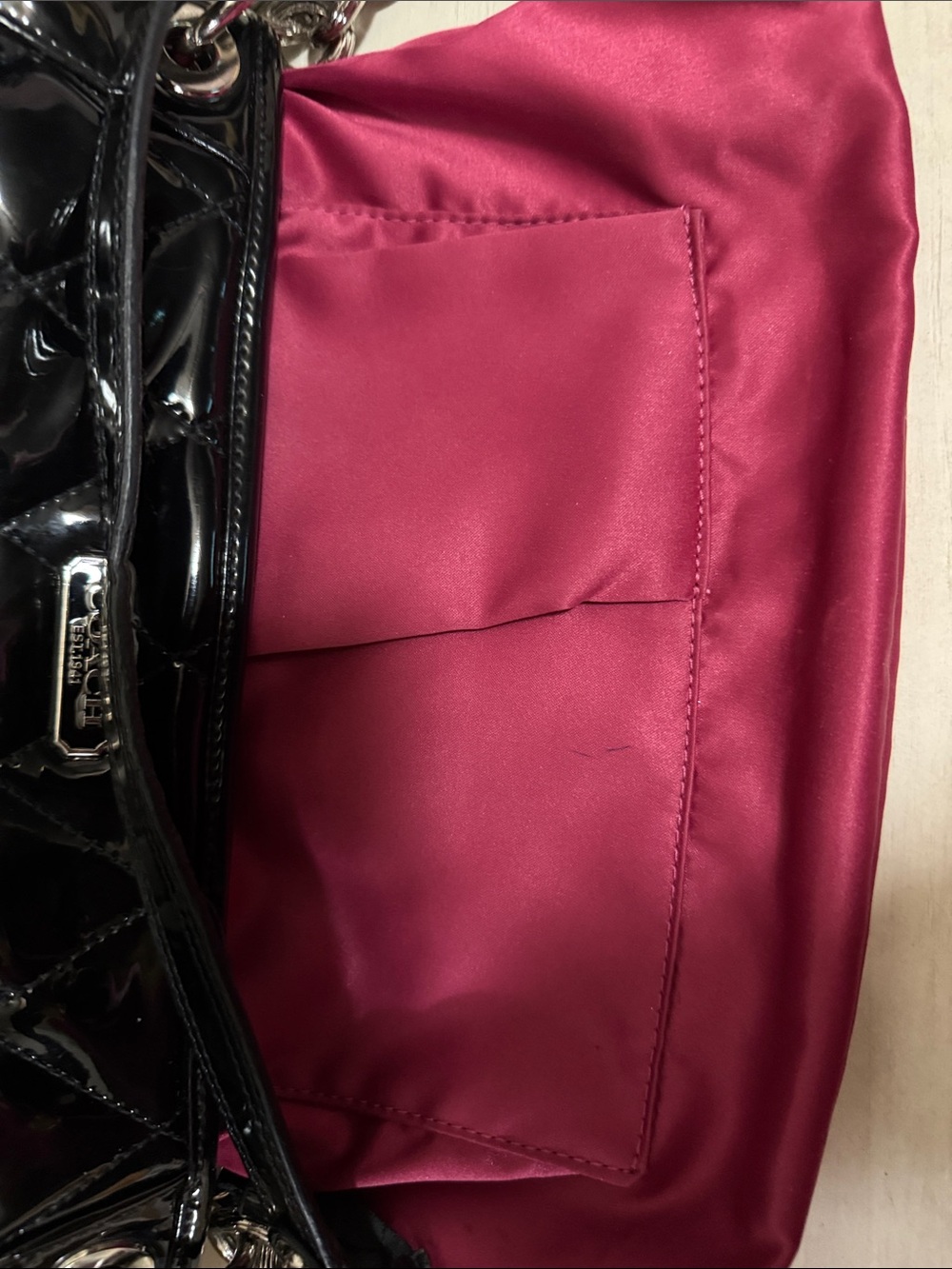 Coach Poppy Liquid Gloss Black Quilted Leather Bag with Silver Hardware - Picture 10 of 16